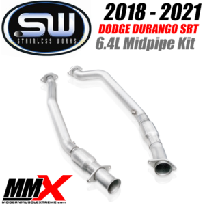 2018 2021 dodge durango srt 6.4l / jeep trackhawk 6.2l catted midpipe kit by mmx / stainless works